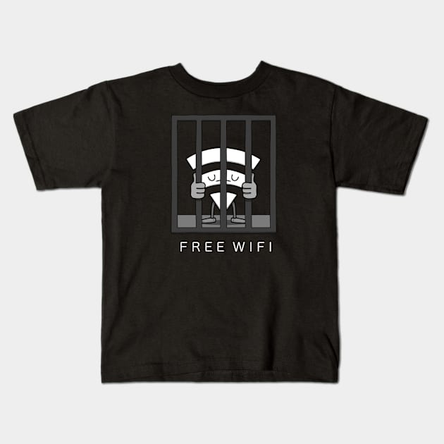 FREE WIFI Kids T-Shirt by RogerHaus